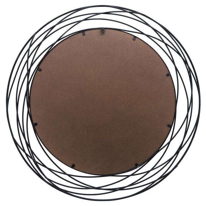 Black Augustus Round Metal Wall Mirror