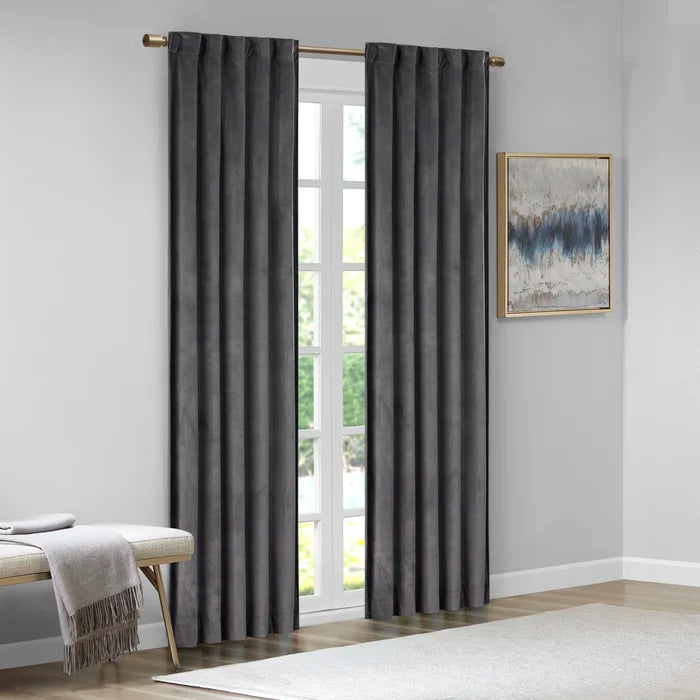 Aurora Soft Velvet Room Darkening Rod Pocket Curtain Panels, 37" W x 95" L, (Set of 2)
