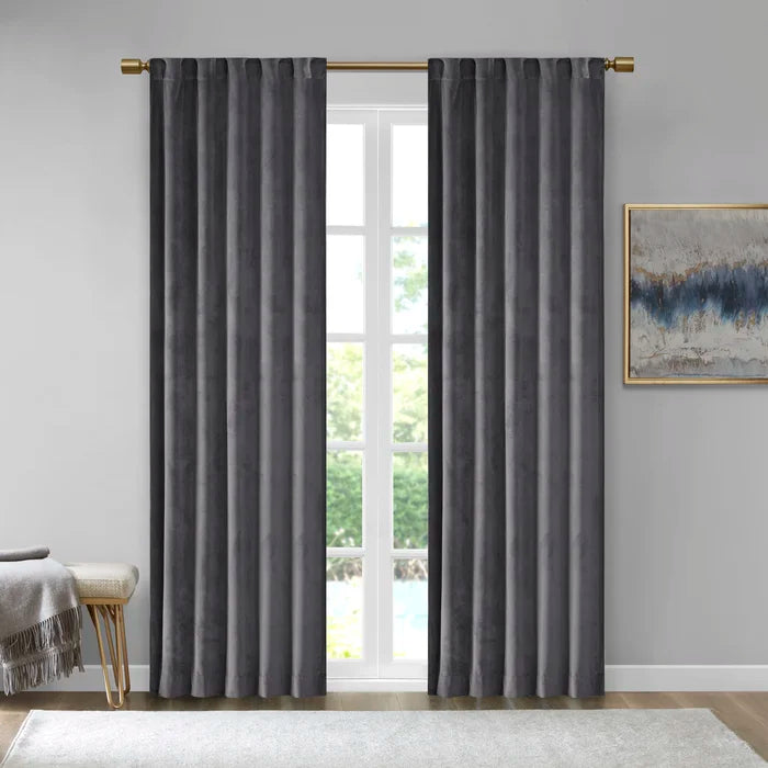 Aurora Soft Velvet Room Darkening Rod Pocket Curtain Panels, 37" W x 95" L, (Set of 2)