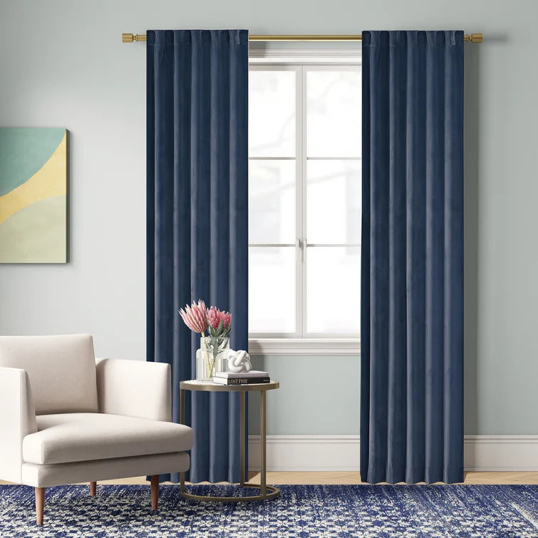 Aurora Soft Velvet Room Darkening Rod Pocket Curtain Panels (Set of 2)
