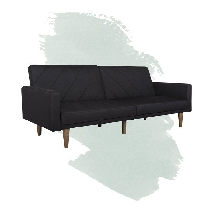 Austen Twin 78.5" Split Back Black Convertible Sofa QL216