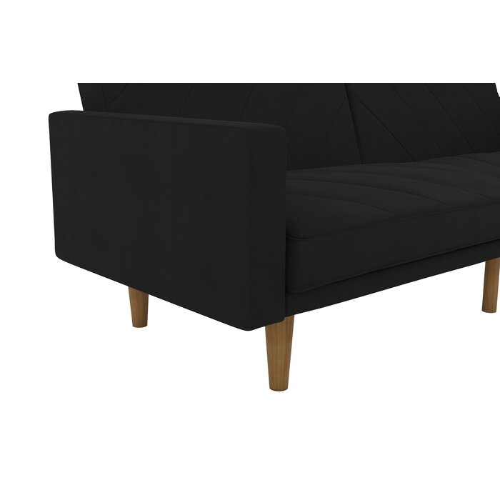 Austen Twin 78.5" Split Back Black Convertible Sofa QL216