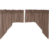 Authier Plaid Cotton Swag 72'' Window Valance in Soft Black, Khaki, Barn Red (Set of 2)