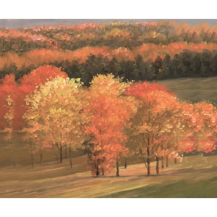 32" H x 48" W x 1.25" D Autum Painted Trees - Wrapped Canvas Print