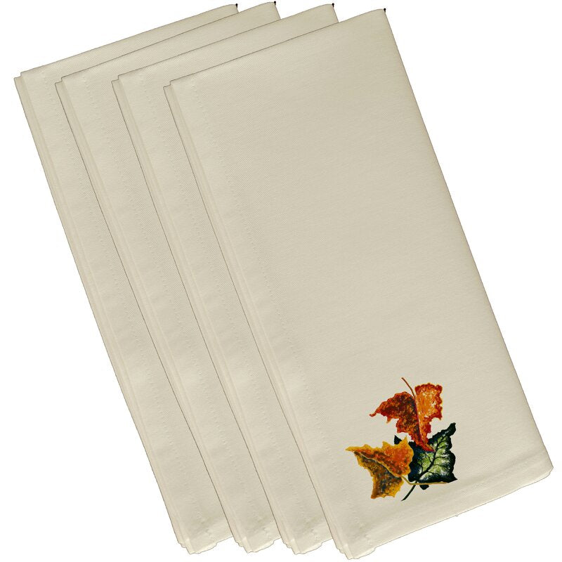 19"W x 19"L Off White Autumn Colors Flower Print Napkin B95-LC842