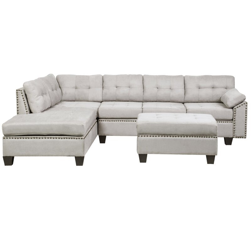 Ava-Grace 79" Wide Microfiber/Microsuede Left Hand Facing Corner Sectional with Ottoman SHB184