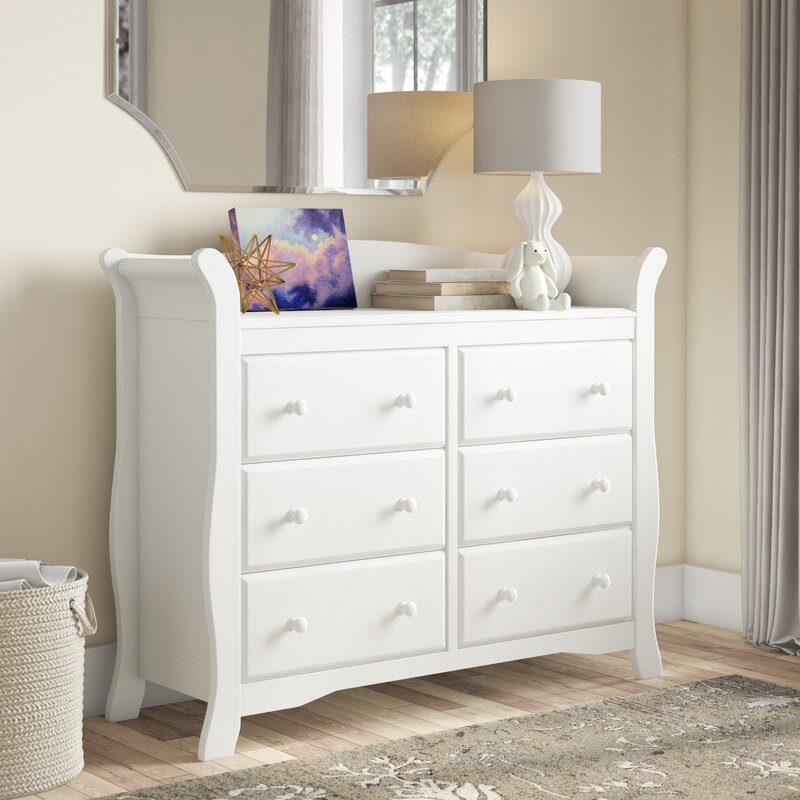 White Avalon 6 DraweVr Double Dresser DR6003