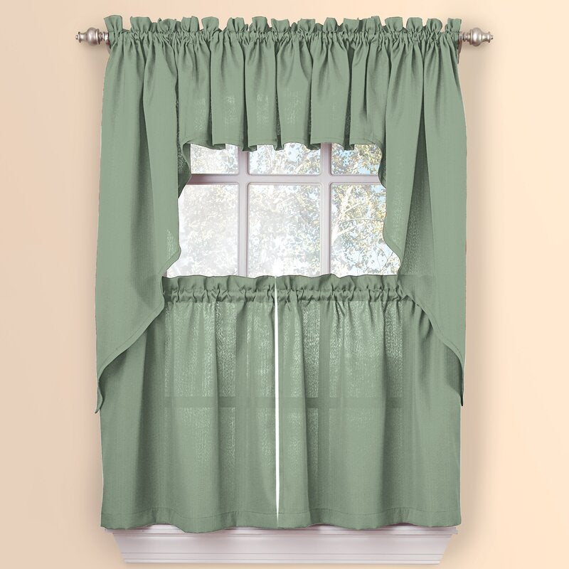 Avellina Solid Color Ruffled 54'' Window Valance (Set of 2)