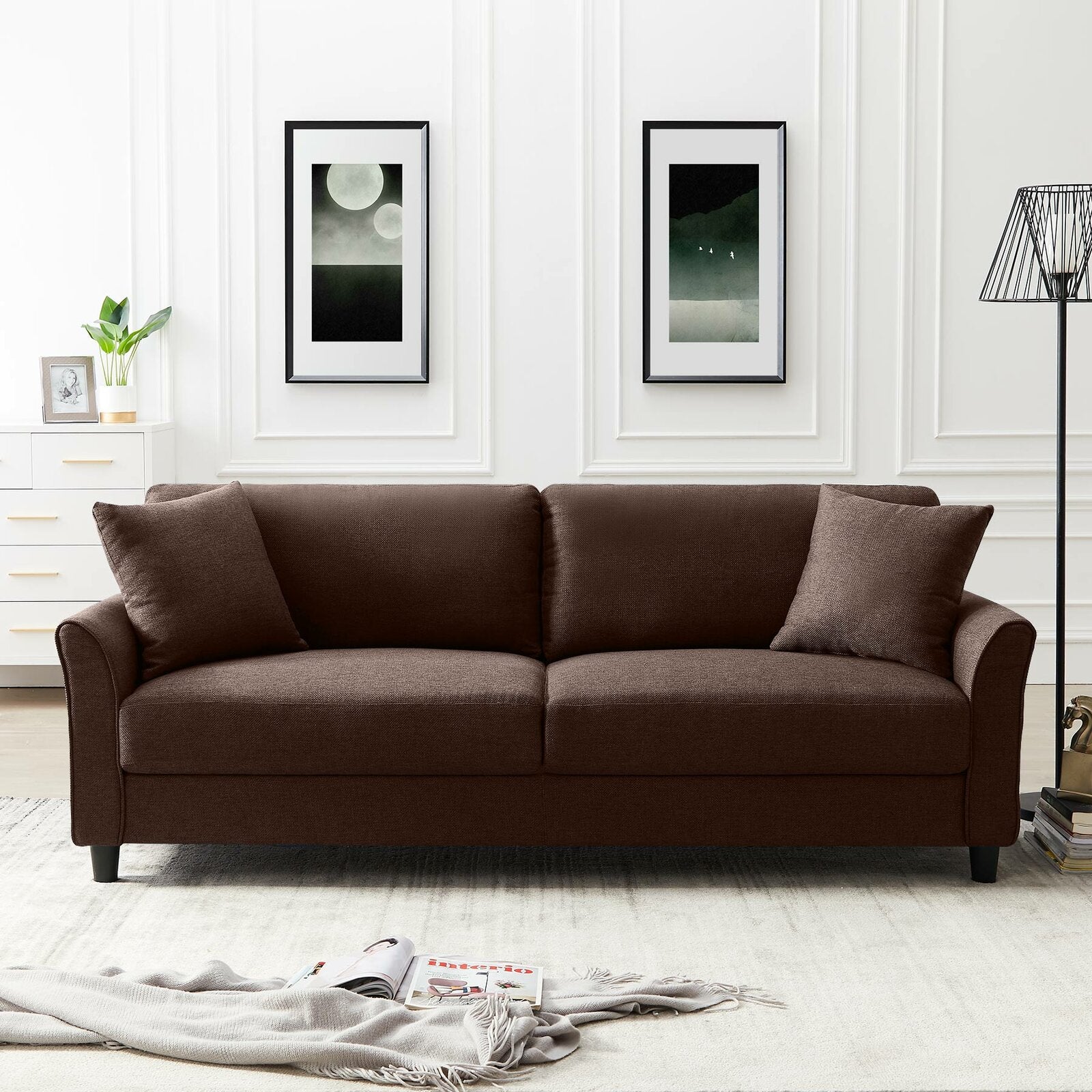 Averick 85" Wide Linen Flared Arm Sofa AH286