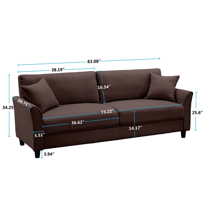 Averick 85" Wide Linen Flared Arm Sofa AH286