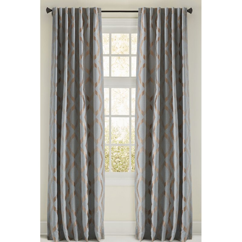 Avery Cotton Blend Geometric Rod Pocket Single Curtain Panel, LC204