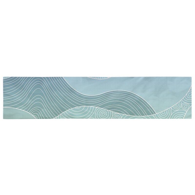 Avicia Hand Drawn Waves Table Runner, 90 x 16