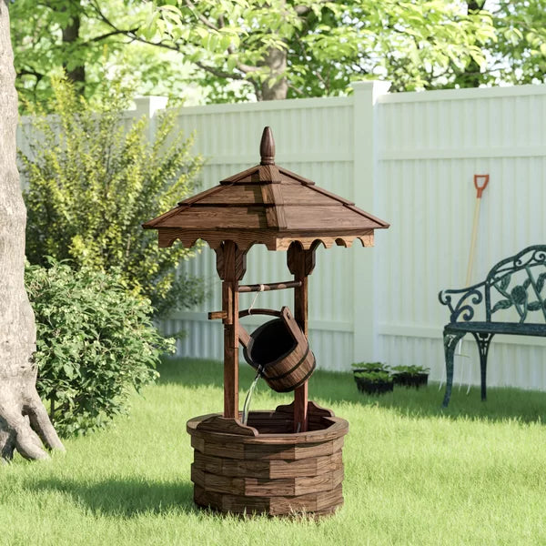 Aviya Wood Wishing Well Fountain