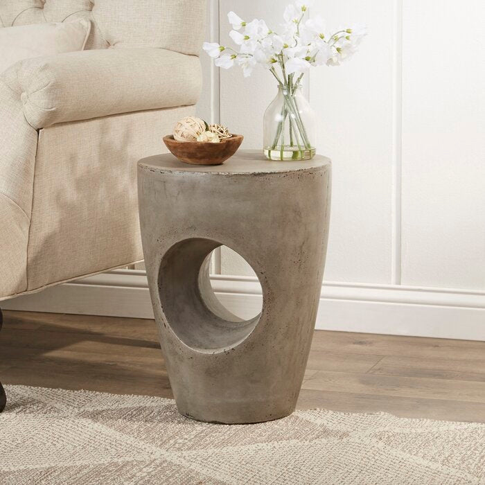 Avoriaz 17.7'' Tall Concrete Abstract End Table