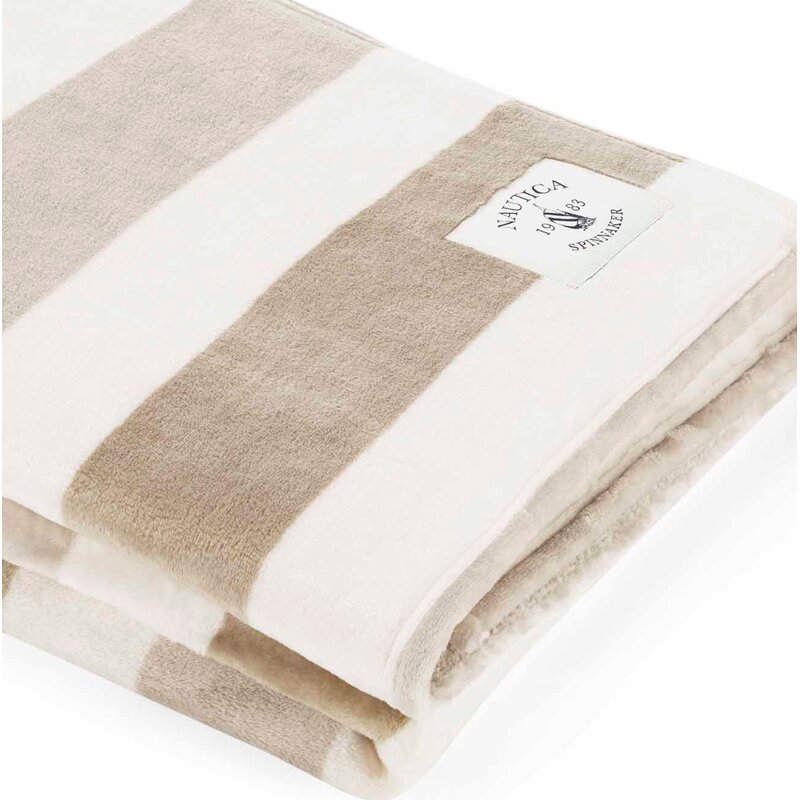 Beige Awning Stripe Ultra Soft Plush Throw K8188