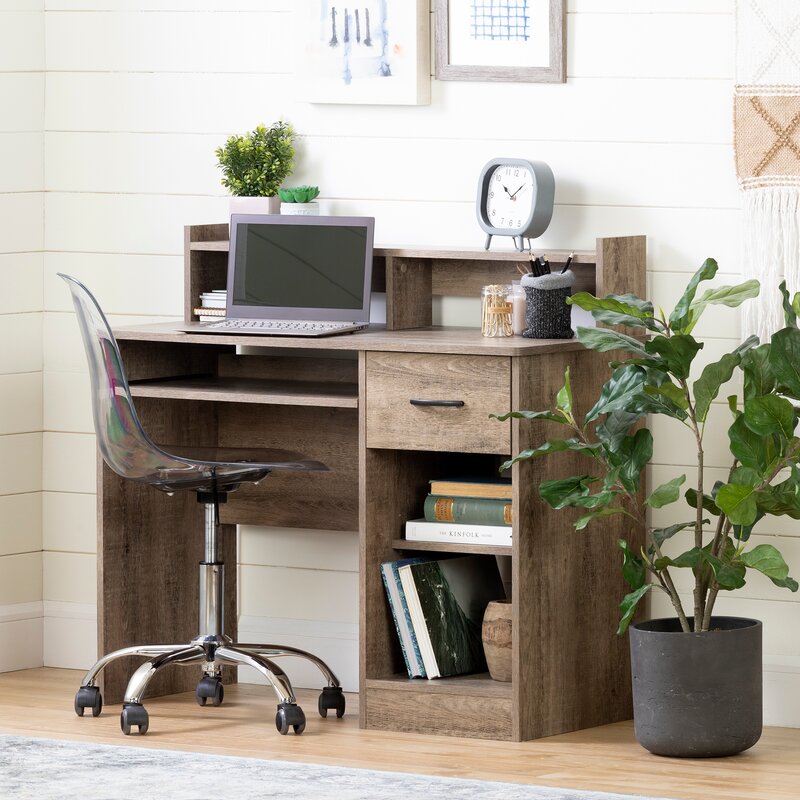 Weathered Oak  Axess Desk with Hutch pt592