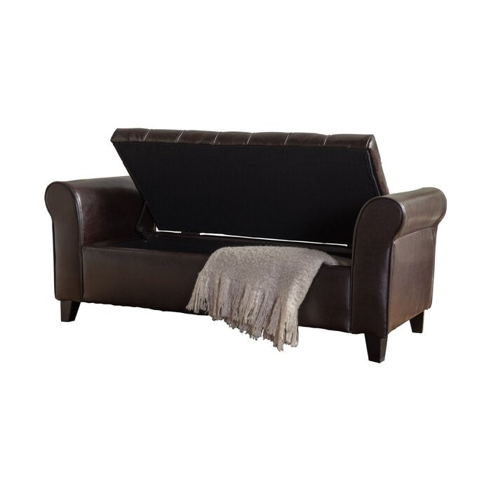 Axtell 50'' Wide Faux Leather Tufted Rectangle Storage Ottoman with Storage