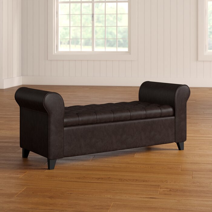 Axtell 50'' Wide Faux Leather Tufted Rectangle Storage Ottoman with Storage