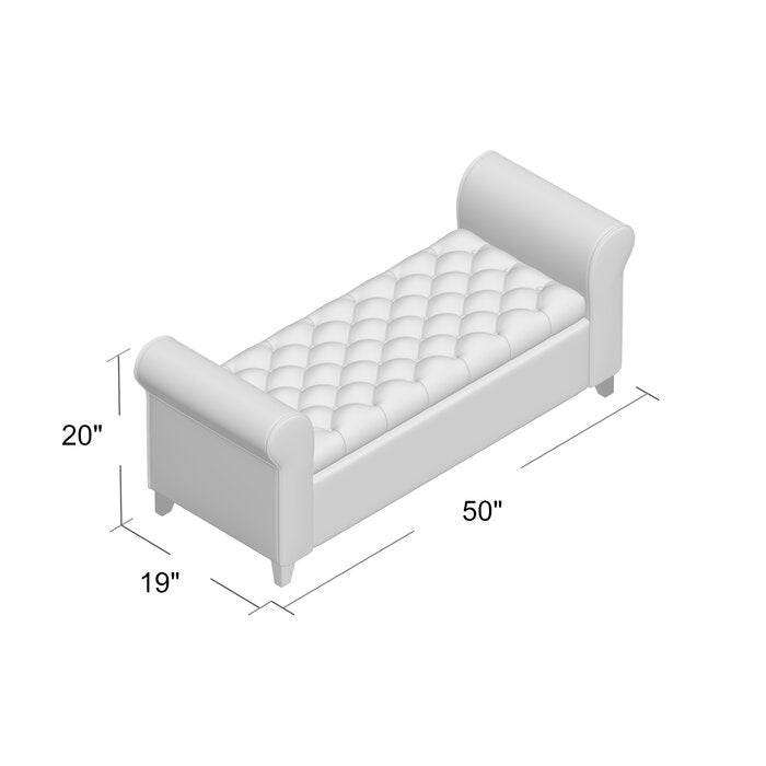 Axtell 50'' Wide Faux Leather Tufted Rectangle Storage Ottoman with Storage