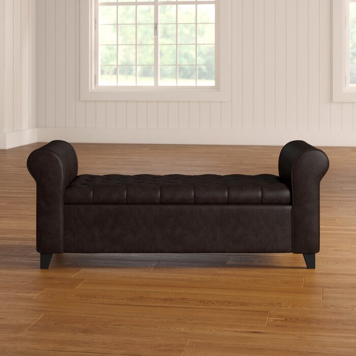 Axtell 50'' Wide Faux Leather Tufted Rectangle Storage Ottoman with Storage