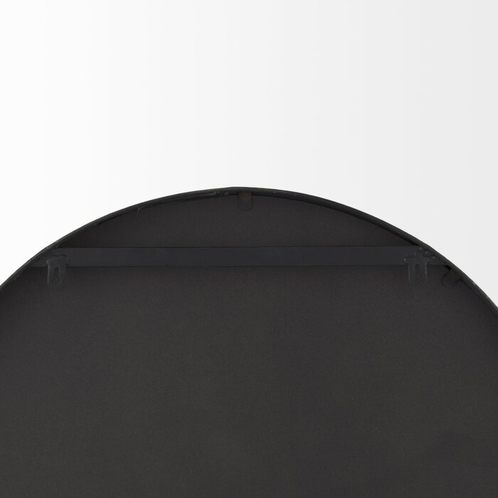 Ayana 24.0"L x 3.9"W x 40.0"H Black Metal Frame W/ Brown Wooden Shelf Arched Wall Mirror