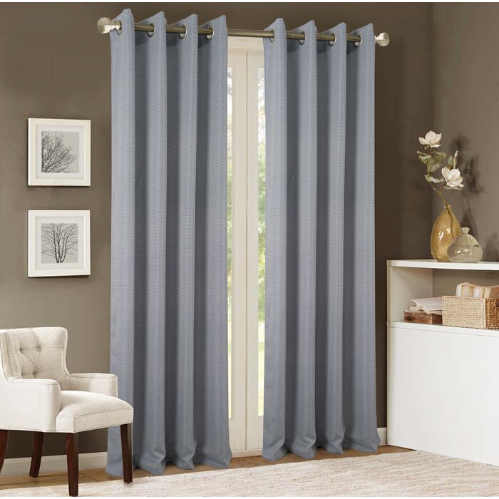 Ayanna Solid Color Semi Sheer Grommet Curtain Panel (Set of 2) EE1225