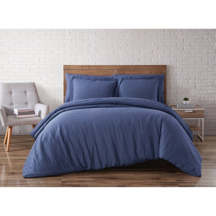 Aybar 3 Piece Reversible Duvet Cover Set, Navy - King (#K6698)