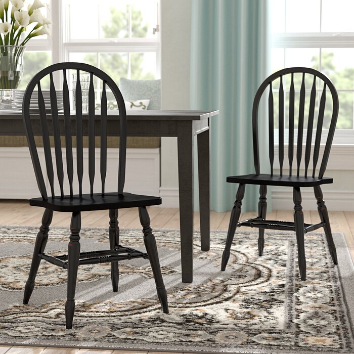 Azizi Solid Wood Windsor Back Side Chair (Set of 2)