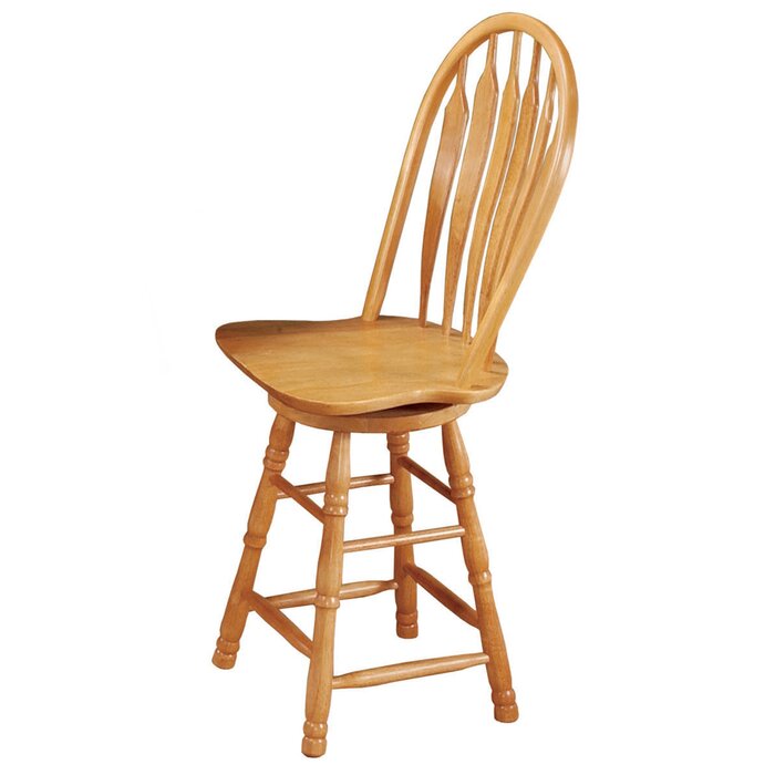Azizi Swivel Solid Wood Counter Stool