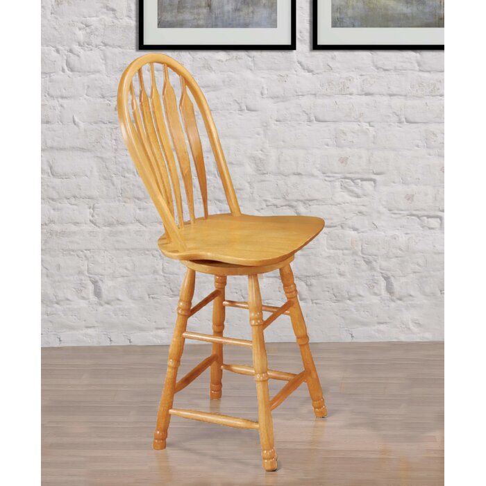 Azizi Swivel Solid Wood Counter Stool