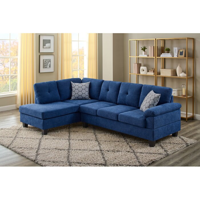 Azzedine 98" Chenille Left Hand Facing Sofa and Chaise