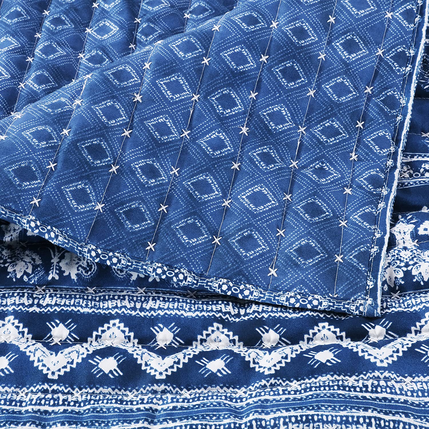 Barefoot Bungalow Embry Indigo, 3-Piece Full/Queen Quilt Set, Blue