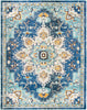 Madison Collection 12' x 15' Blue / Light Blue MAD473M Boho Chic Medallion Distressed Non-Shedding Living Room Bedroom Dining Home Office Area Rug