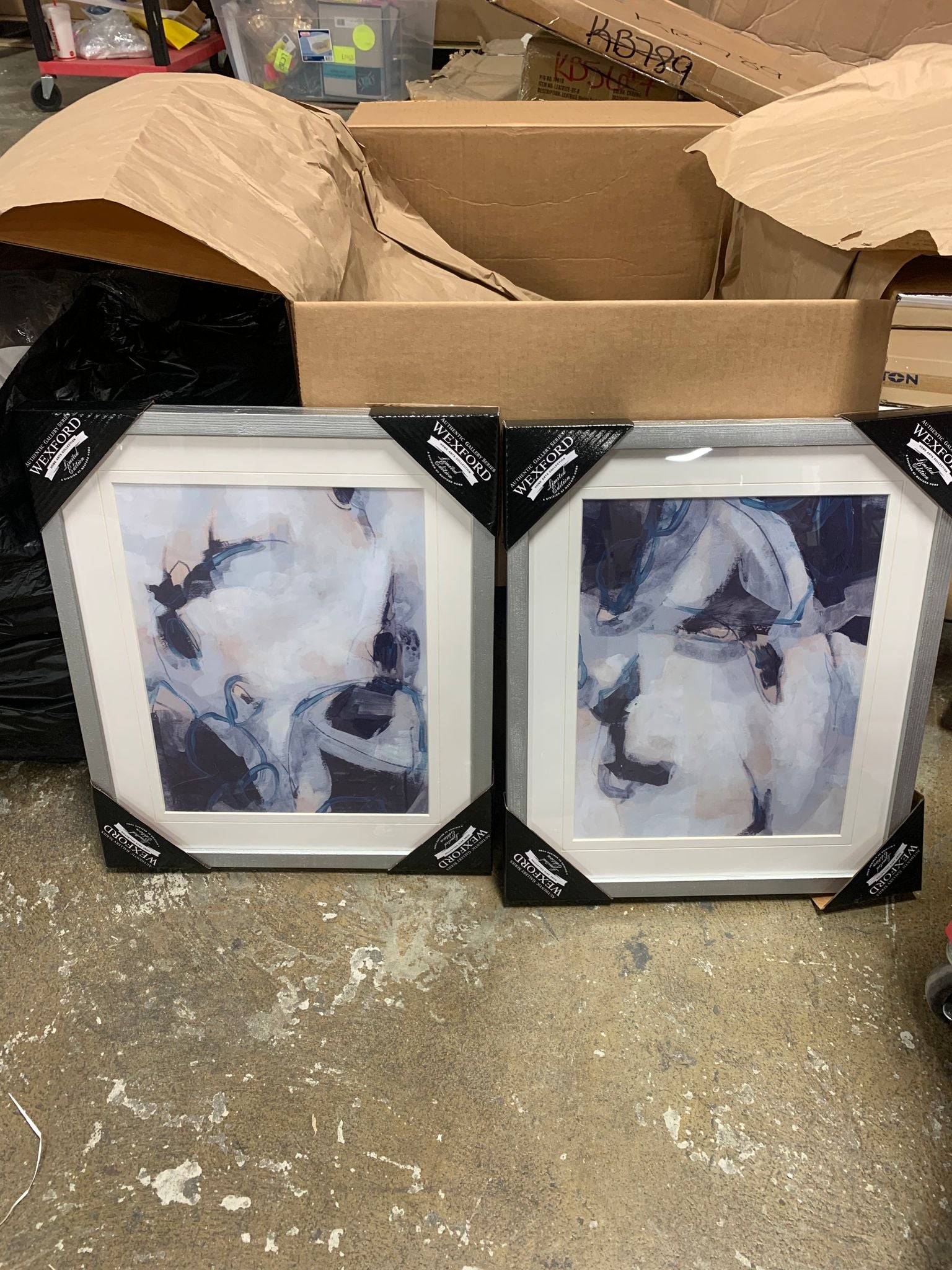 Blue And White Asian Garden I - 2 Piece Picture Frame Painting Set