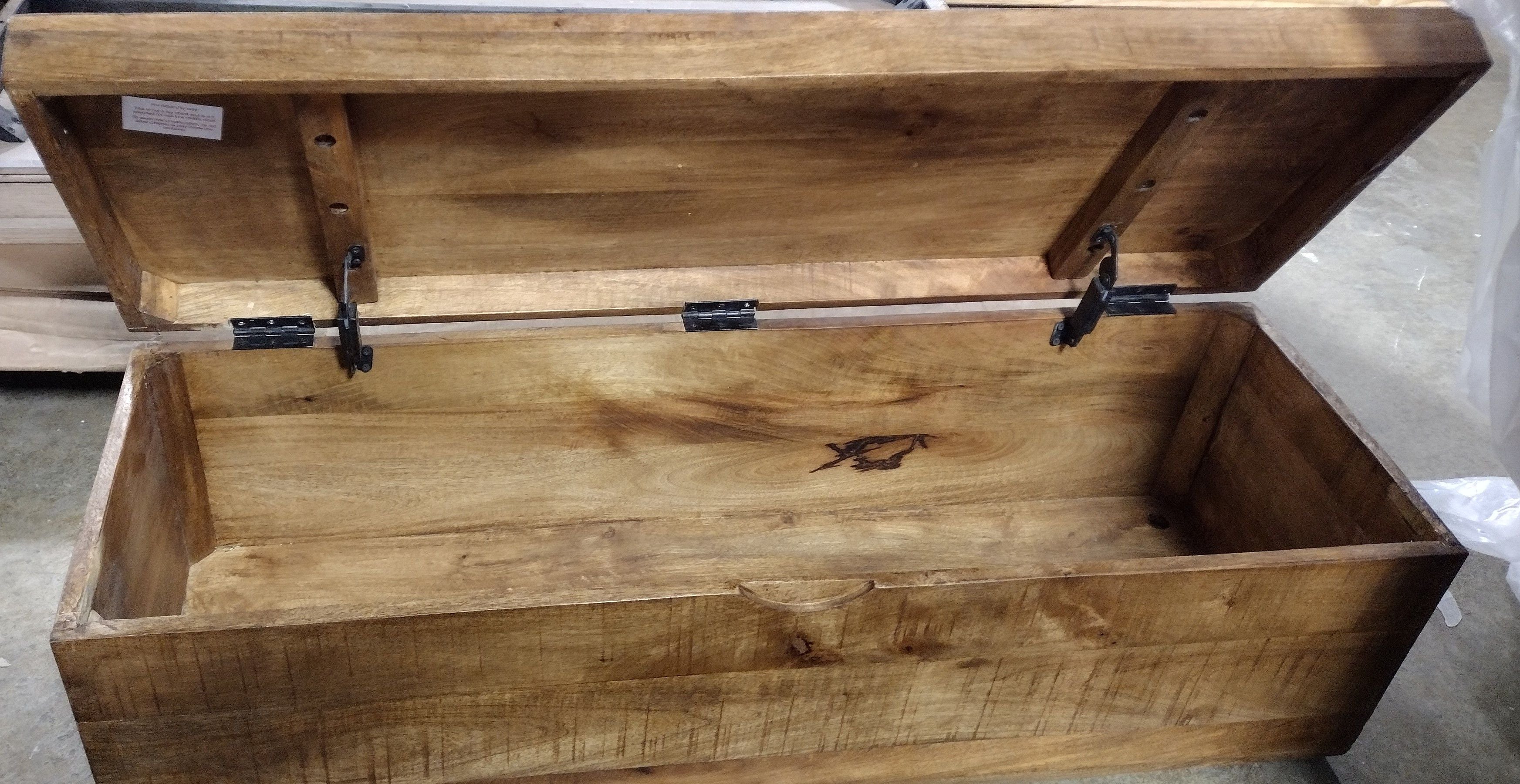 46 in. W Rectangular Brown Wooden Storage Trunk with Angled Metal Legs