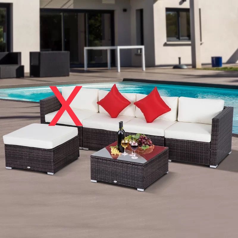 Wicker/Rattan 3-Person Seating Group with Cushions, 5-piece set, (3 BOXES)