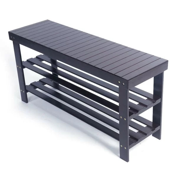 Babb Wood Shelves Storage Bench
