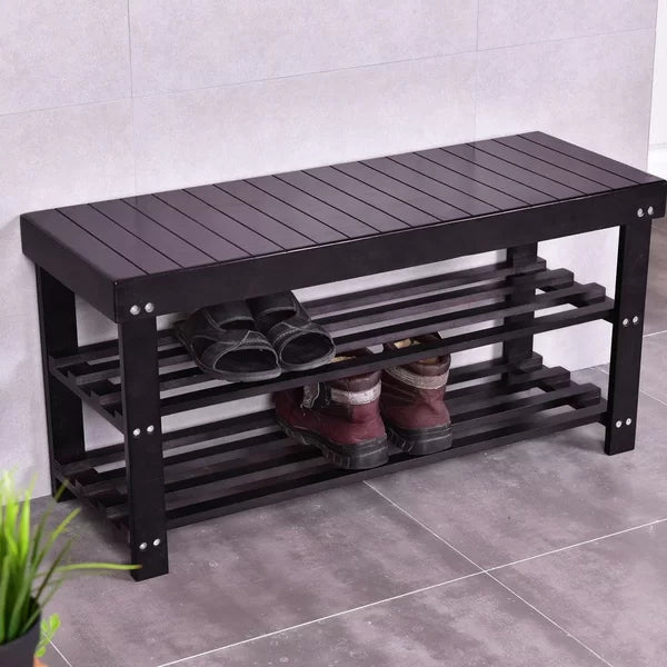 Babb Wood Shelves Storage Bench