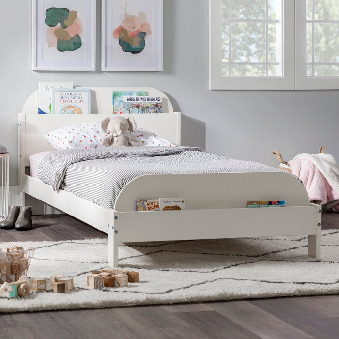 Bakhtawar Twin Solid Wood Bed with Shelves