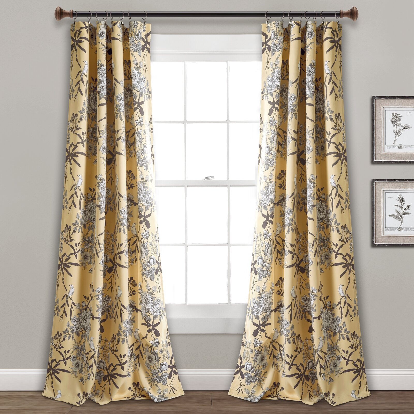 Baldvina Floral Room Darkening Thermal Curtain Panels (Set of 2) GM015