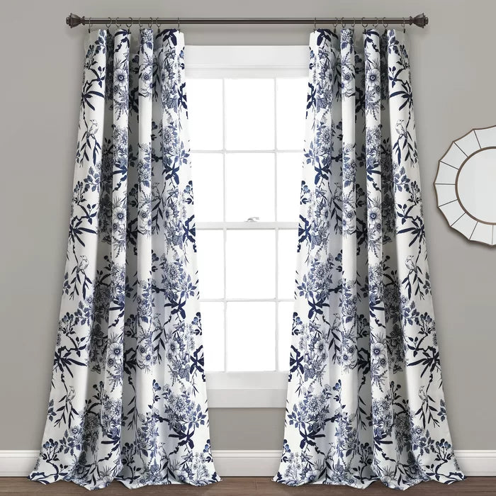 Baldvina Floral Room Darkening Thermal Curtain Panels, 52" W x 95" L, (Set of 2)