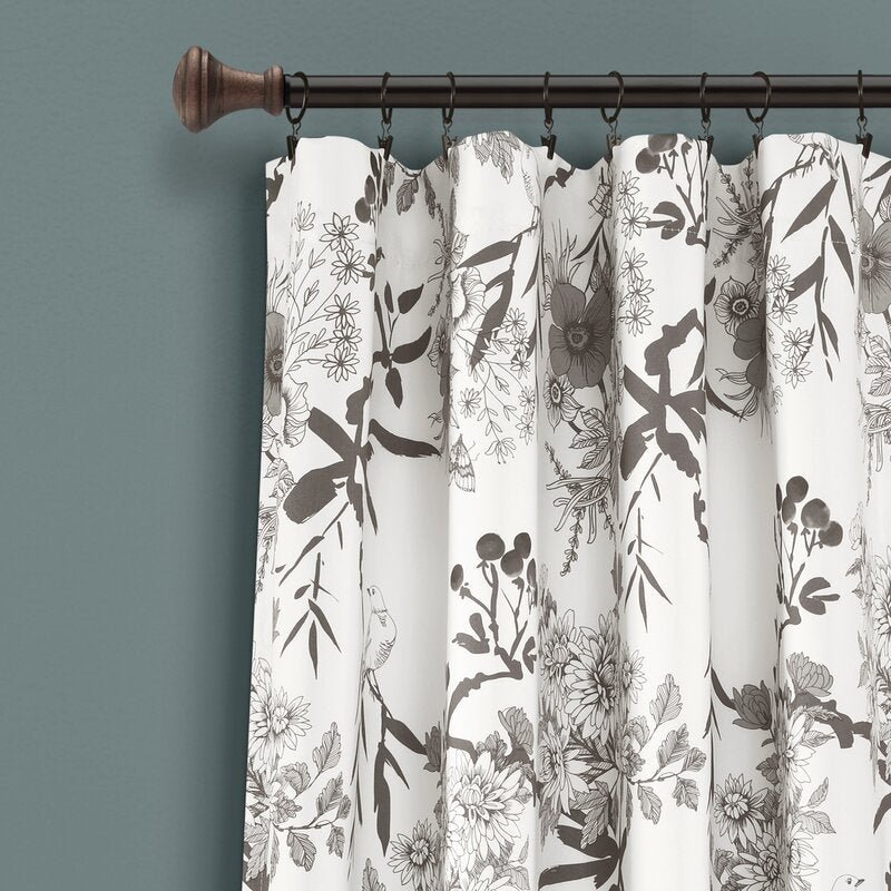 Baldvina Floral Room Darkening Thermal Curtain Panels (Set of 2), 52" W x 95" L