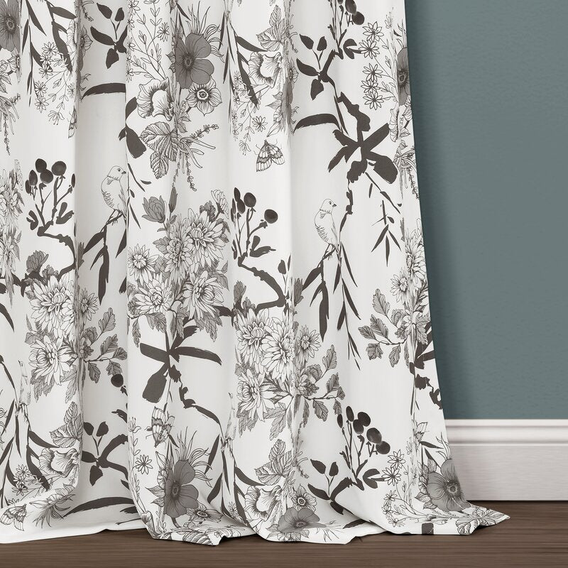 Baldvina Floral Room Darkening Thermal Curtain Panels (Set of 2), 52" W x 95" L