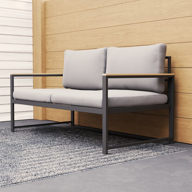 Baldwyn 55'' Wide Outdoor Loveseat with Cushions