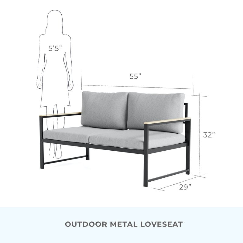 Baldwyn 55'' Wide Outdoor Loveseat with Cushions