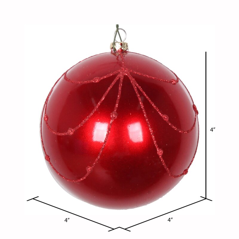 4" H x 4" W x 4" D Red Ball Ornament (Set of 4) B81-VS250