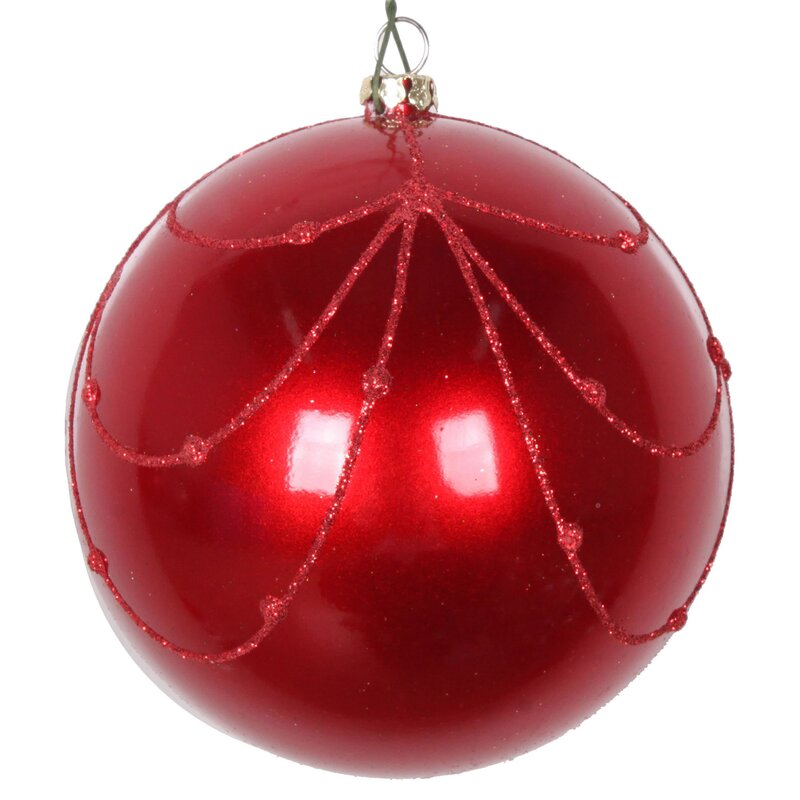 4" H x 4" W x 4" D Red Ball Ornament (Set of 4) B81-VS250
