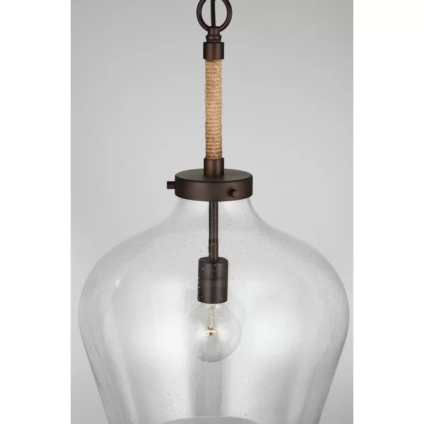 Ballast 1 - Light Single Dome Pendant with Rope Accents