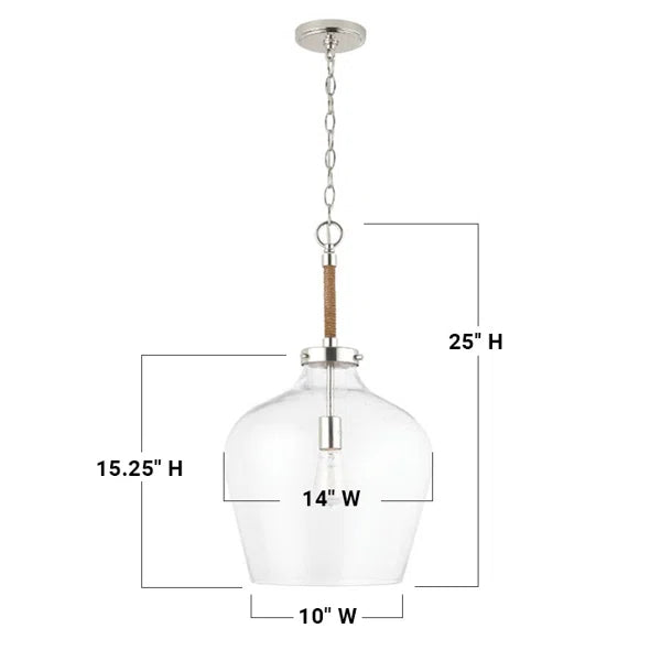 Ballast 1 - Light Single Dome Pendant with Rope Accents