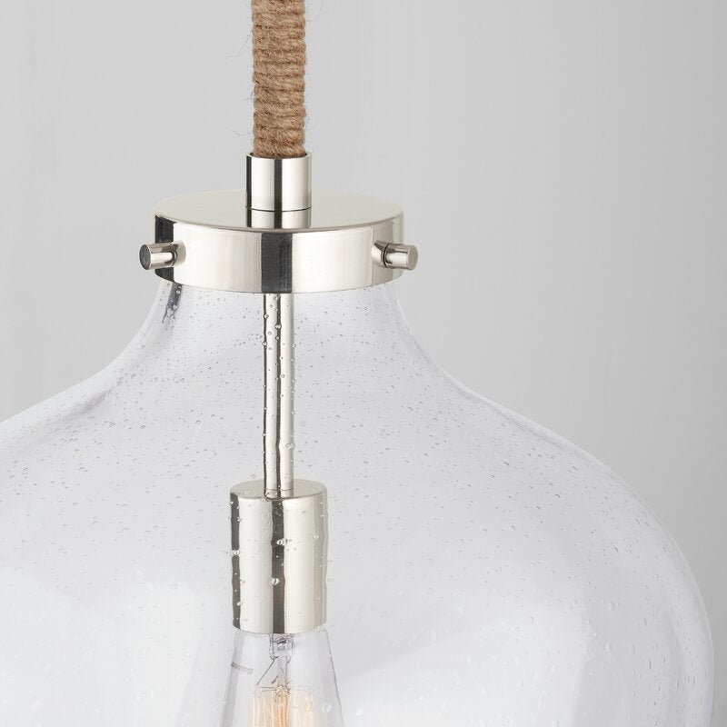 Ballast 1 - Light Single Dome Pendant with Rope Accents